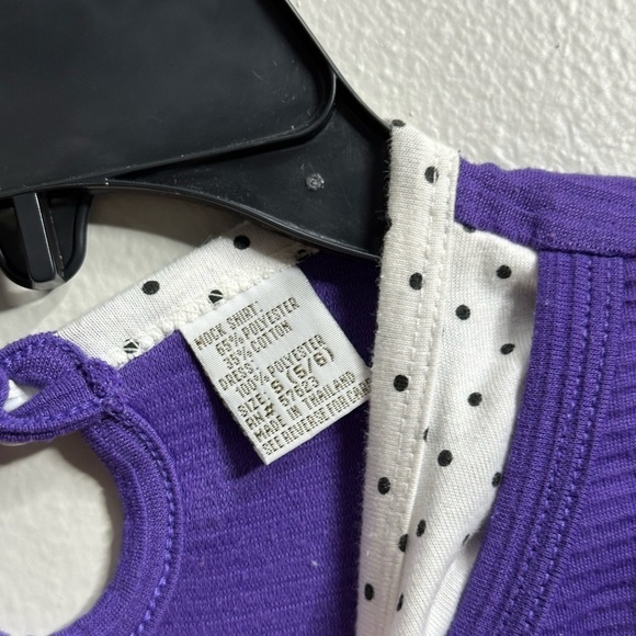 Girls Shirt Dress Polka‎ Dot Purple size 5-6 - Picture 7 of 9